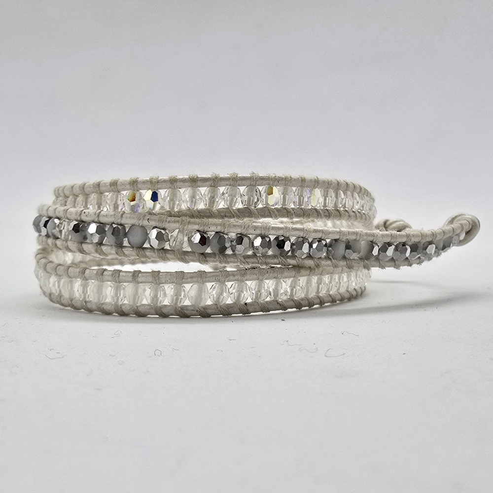 Chan Luu White and Silver Crystal Wrap Bracelet
